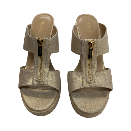 Sandals Heels Platform By Michael By Michael Kors In Gold, Size:9.5