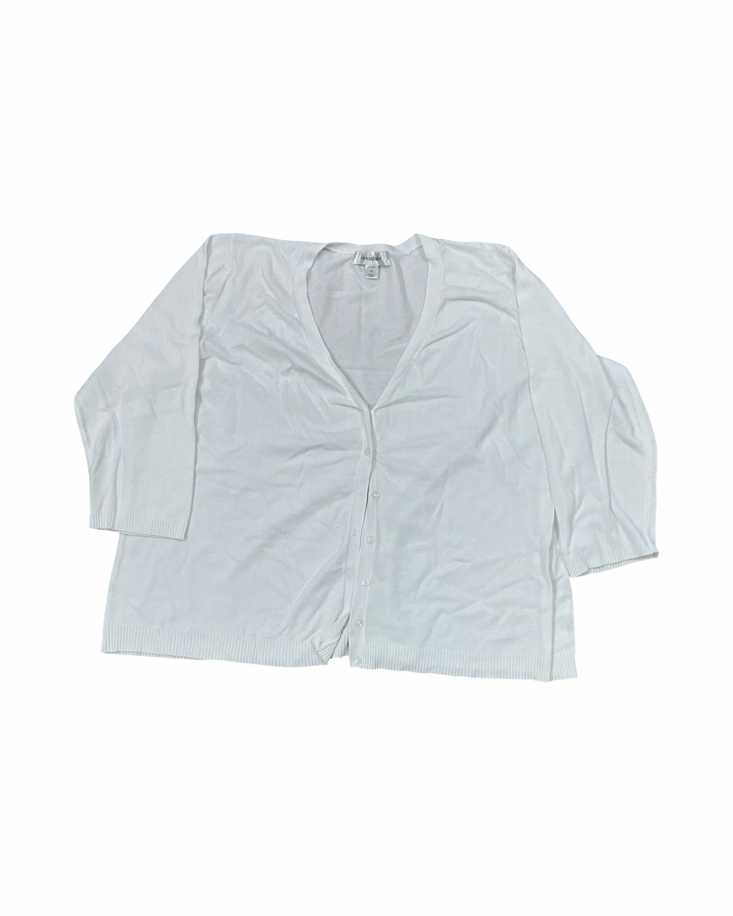 Cardigan By Dressbarn In White, Size:2X