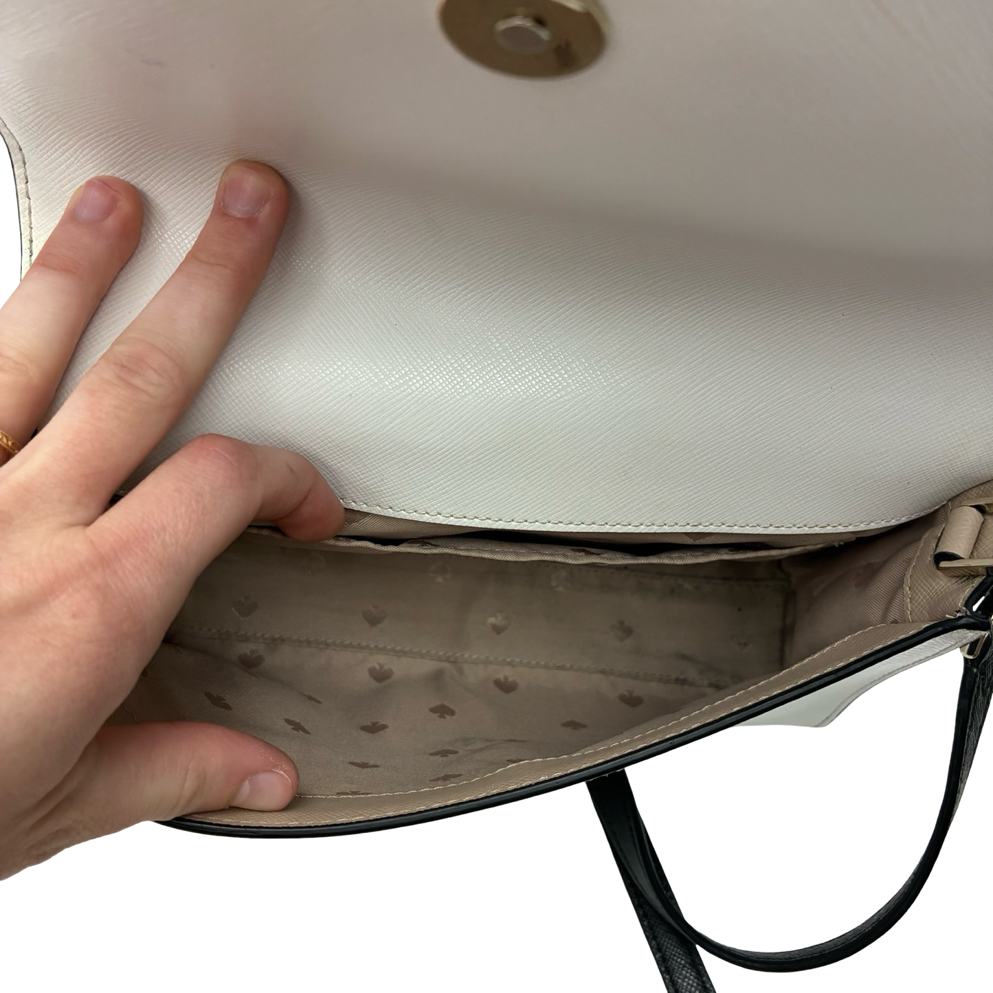 Crossbody Designer By Kate Spade In Tan & White, Size:Small