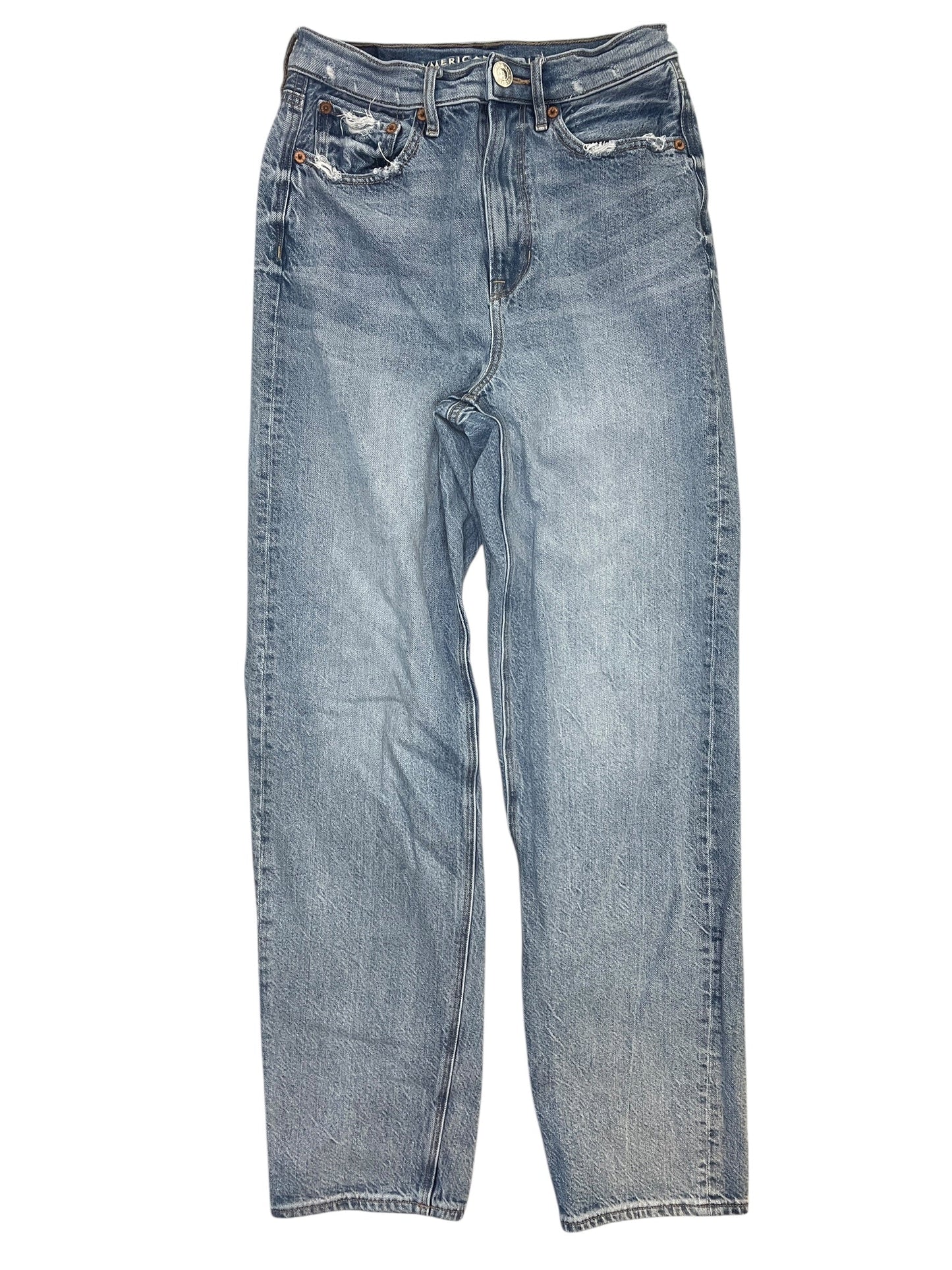 Jeans Straight By American Eagle In Blue Denim, Size:2