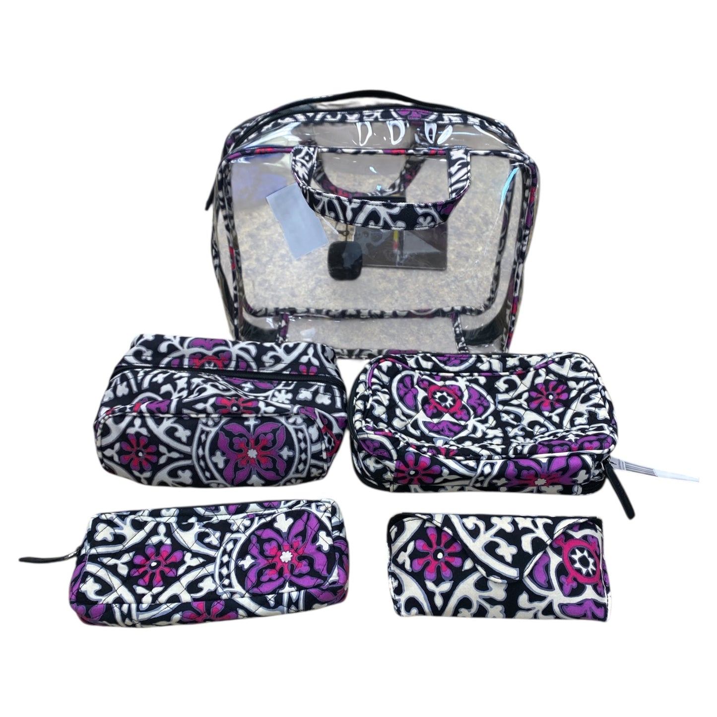 Makeup Bag By Vera Bradley In Purple & White, Size:Large