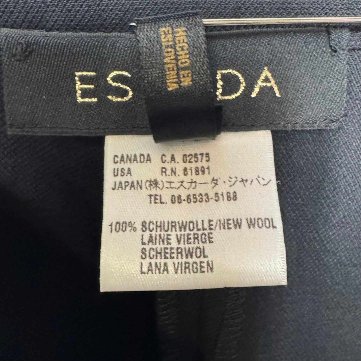 Wool Pants Designer By Escada In Black, Size: 12