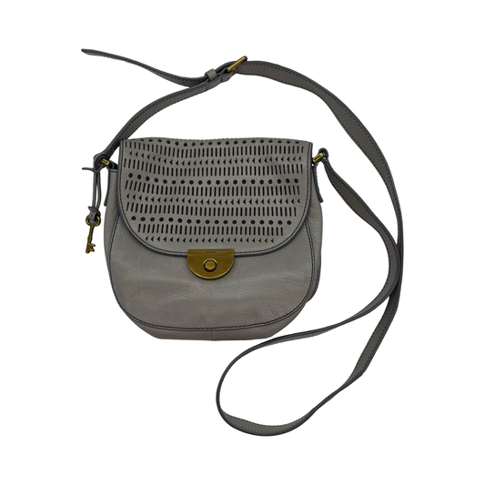 Crossbody Leather By Fossil In Grey, Size:Medium