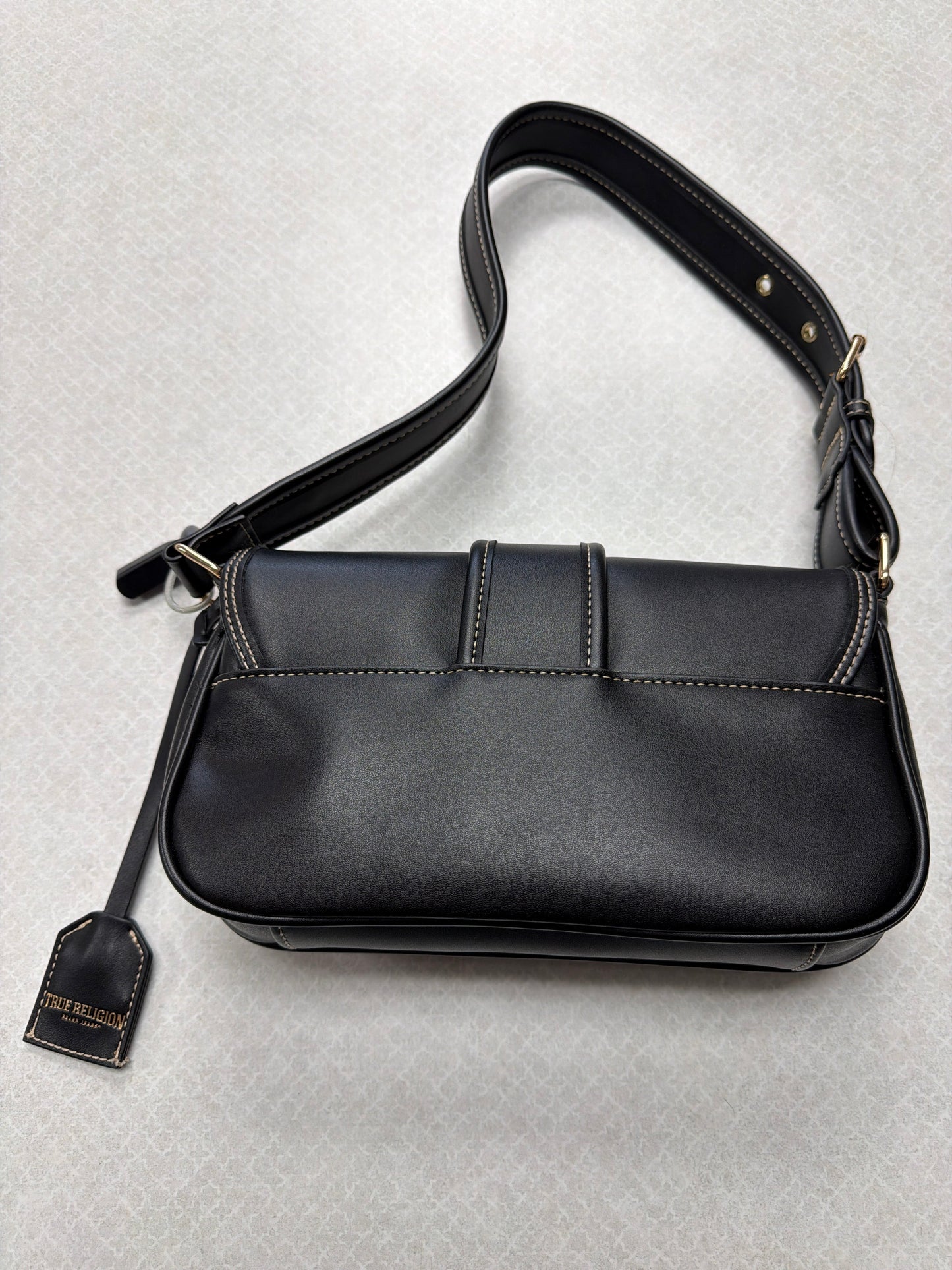 Handbag By True Religion In Black & Gold, Size:Medium