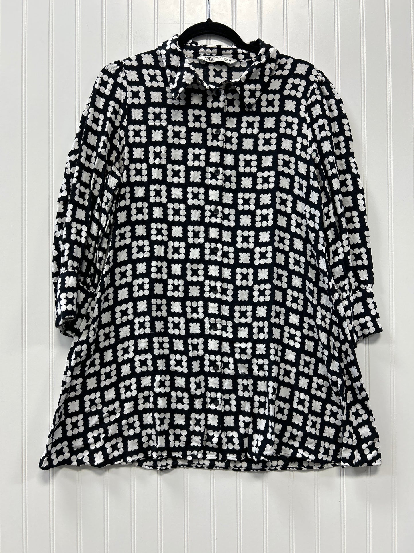 Tunic Ls By Zara In Black & White, Size:Xl