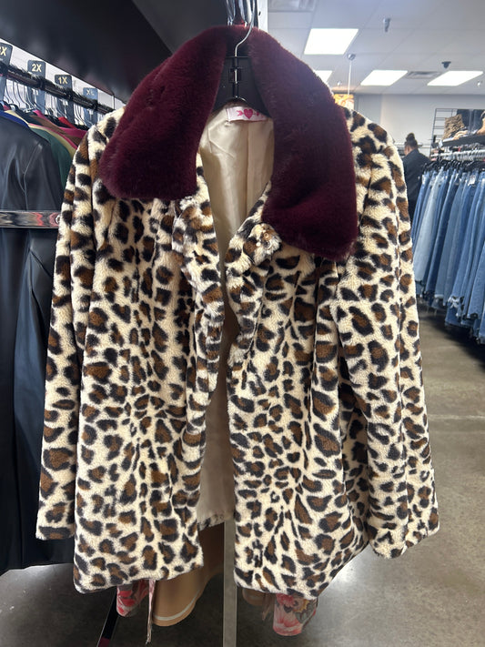 Coat Faux Fur & Sherpa By Buddy Love In Animal Print, Size:L