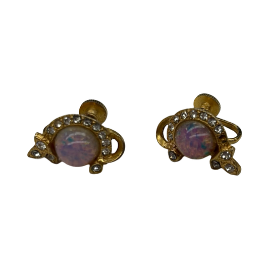 Earrings Clip By Clothes Mentor In Gold & Purple