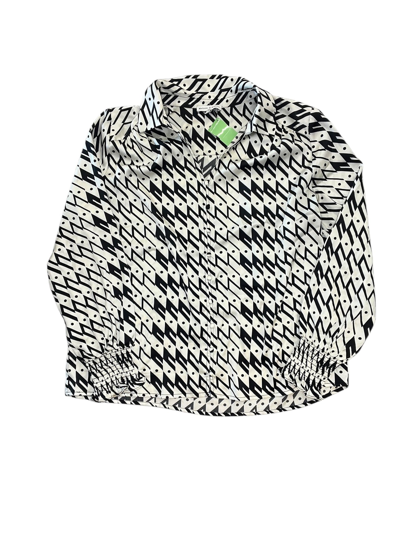 Blouse Ls By Maison Damelie In Black & Cream, Size:L