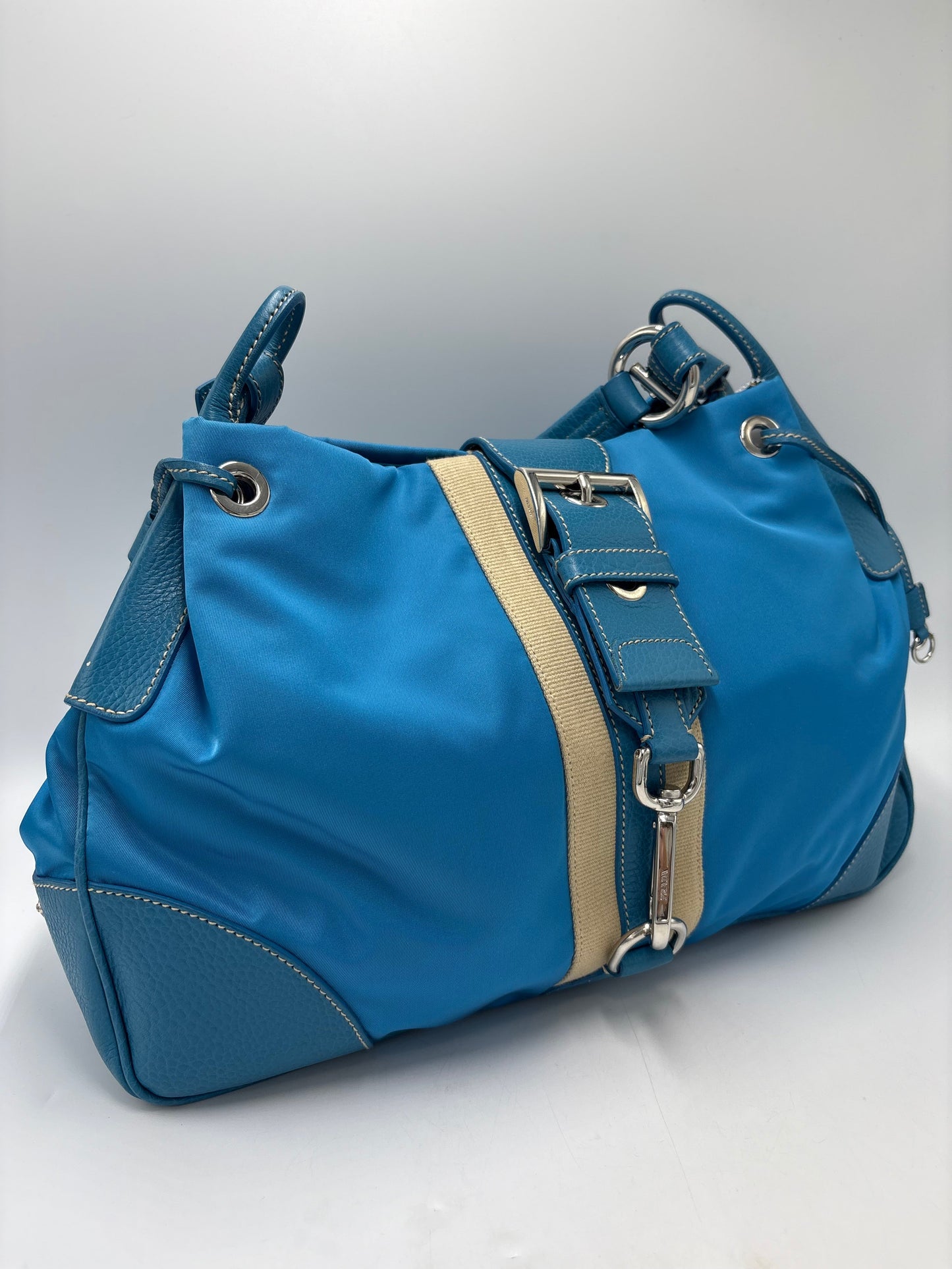 Like New! Prada Tessuto Stripy Luxury Hobo Handbag
