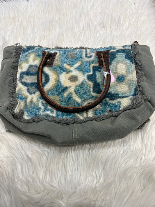Handbag By Myra In Blue & Grey, Size:Large
