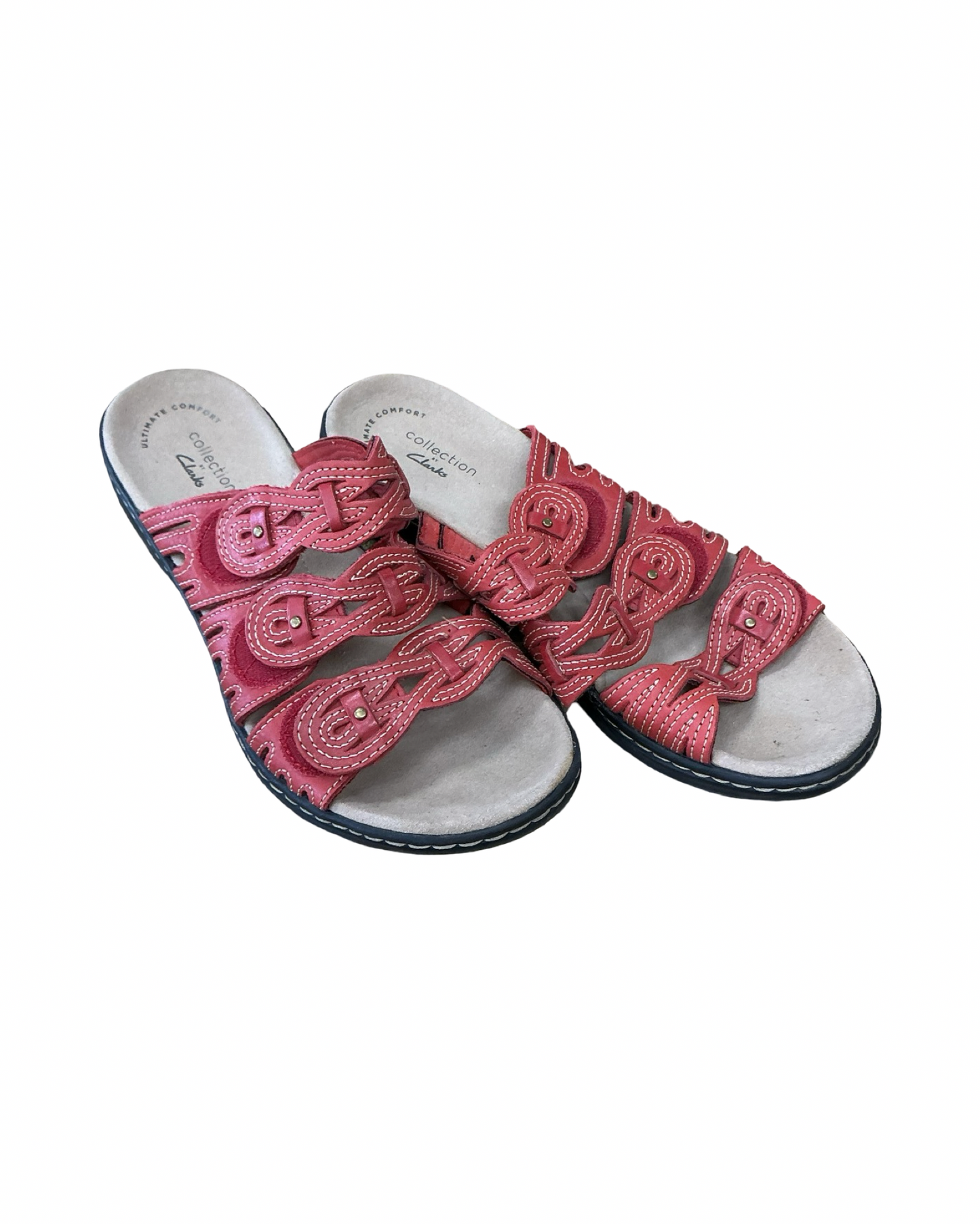 Sandals Flats By Clarks In Red, Size:7.5
