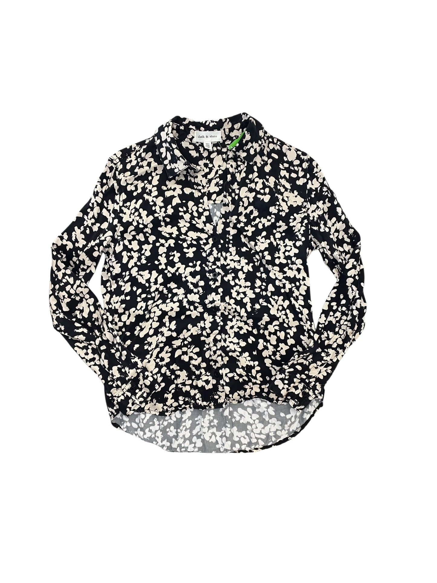 Blouse Ls By Cloth & Stone In Black & Cream, Size:Xs