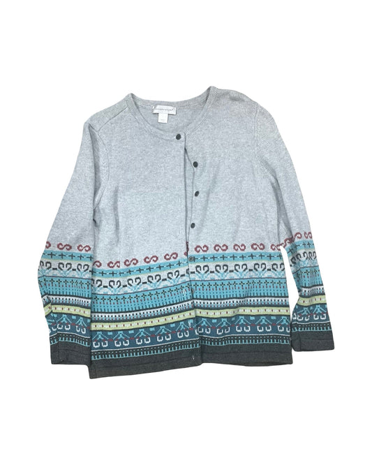 Sweater Cardigan By Christopher And Banks In Grey, Size:L
