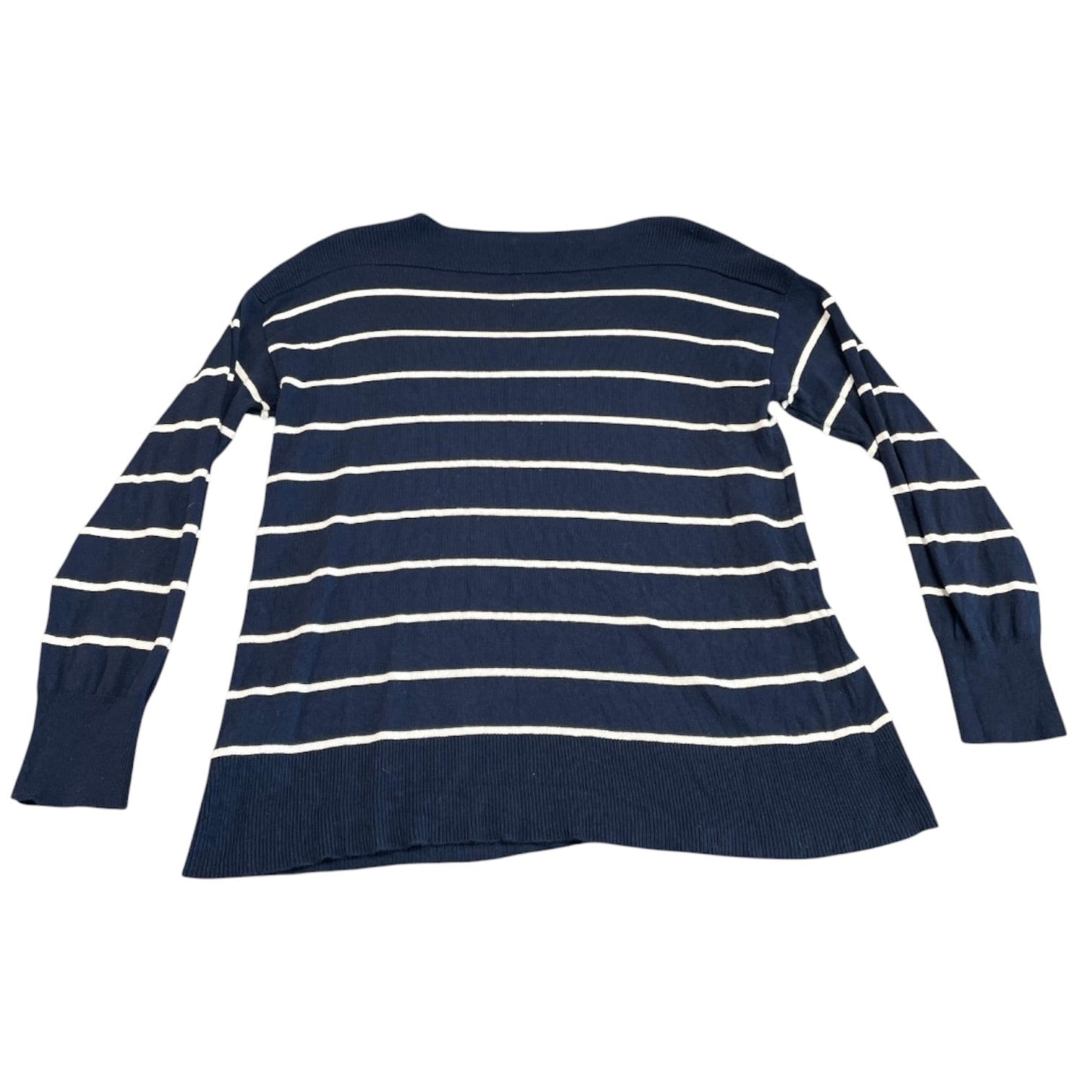 Top Long Sleeve By Chaps In Blue & White, Size: L