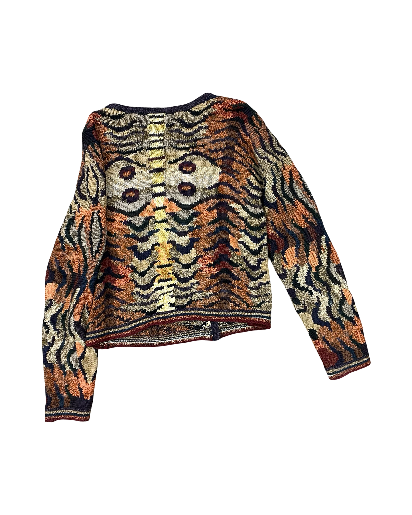 Sweater Cardigan By Peruvian Connection In Purple & Tan, Size:M