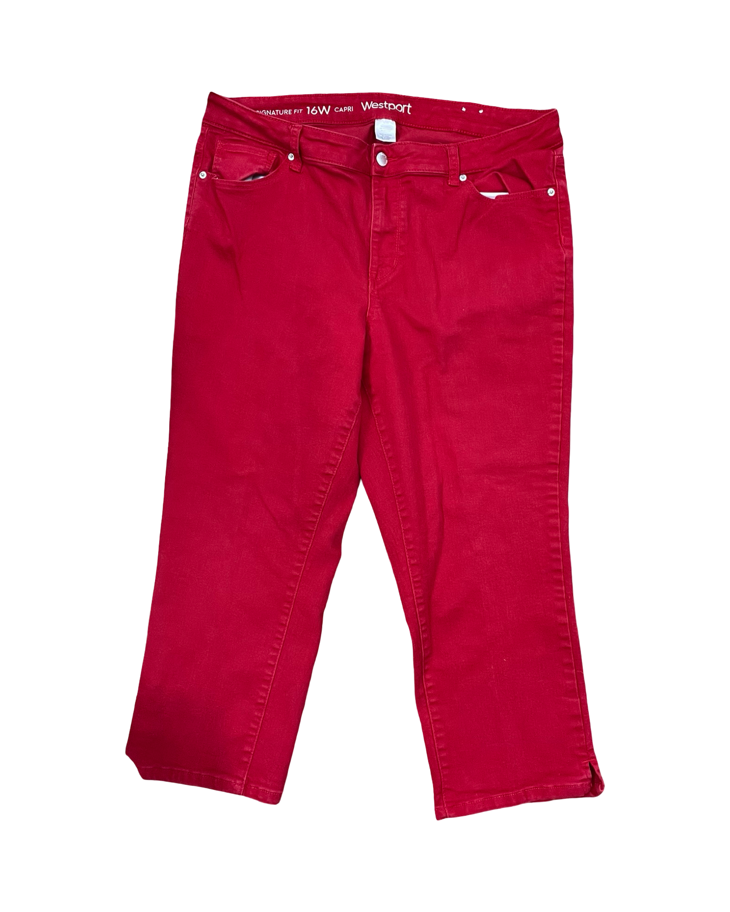 Jeans Cropped By Westport In Red Denim, Size:16