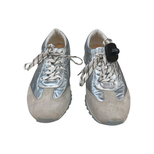 Shoes Sneakers By Vaneli In Silver, Size:8.5