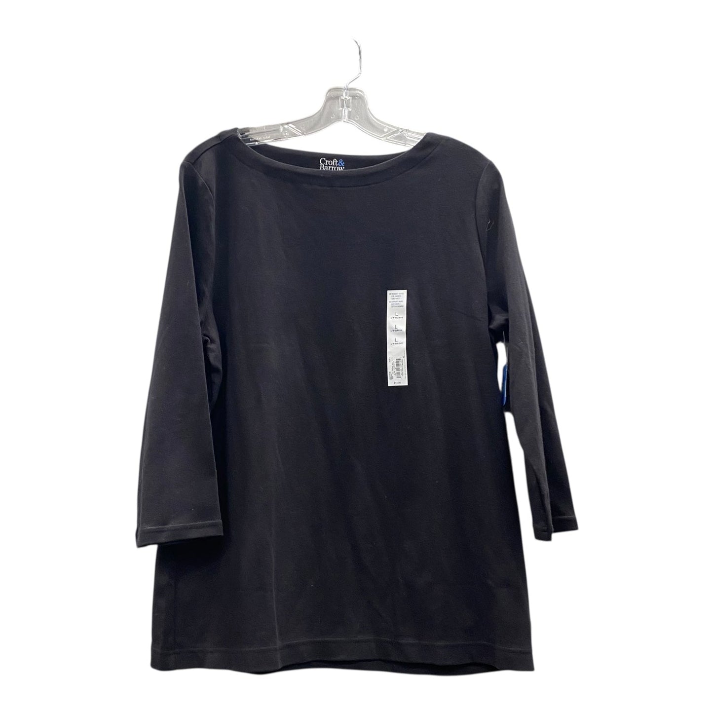 Top 3/4 Sleeve By Croft And Barrow In Black, Size:L