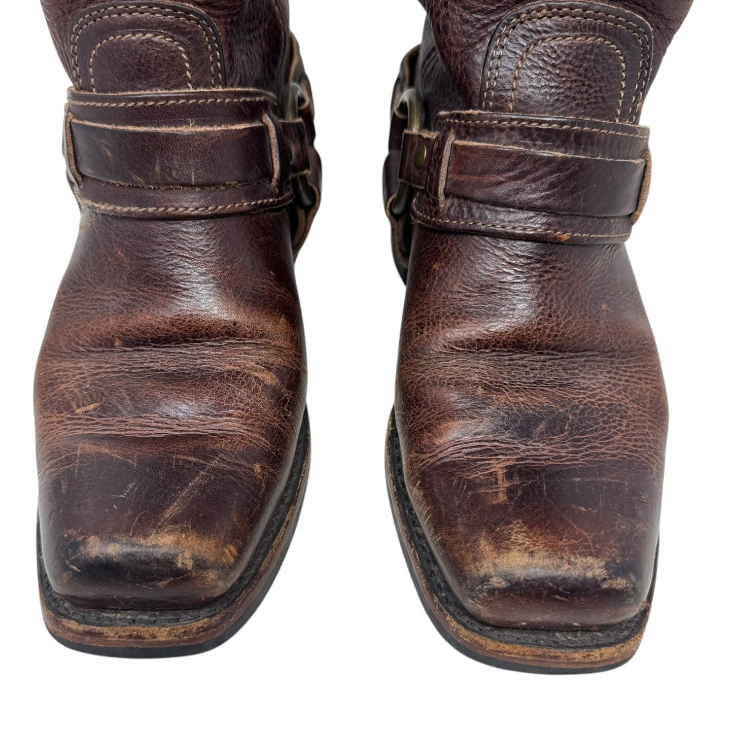 12R Tall Harness Boots Designer By Frye In Brown, Size: 6.5