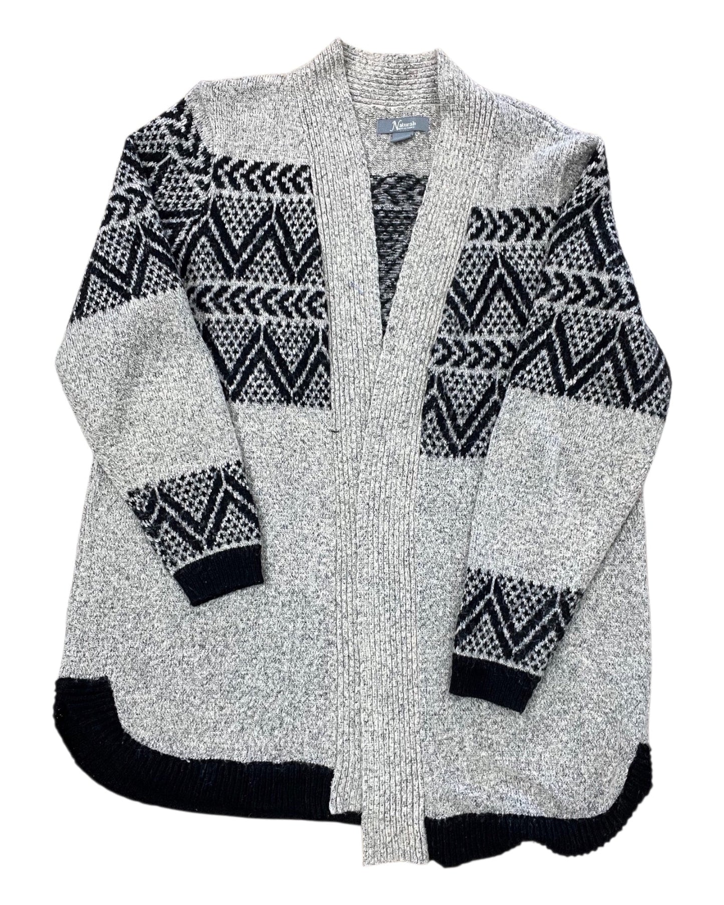 Sweater Cardigan By Natural Reflections In Black & Tan, Size:Xl