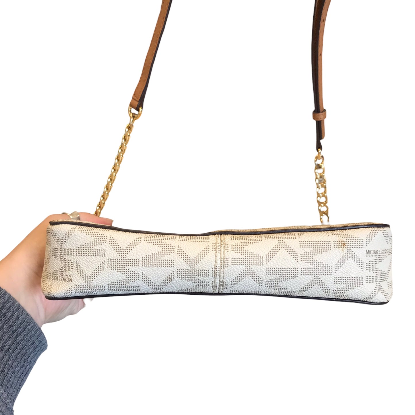 Crossbody Designer By Michael Kors In Cream, Size:Medium