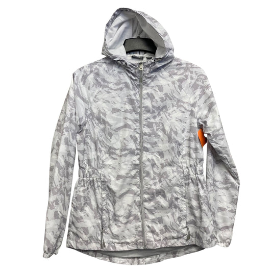 Athletic Jacket By New Balance In Grey & White, Size:M