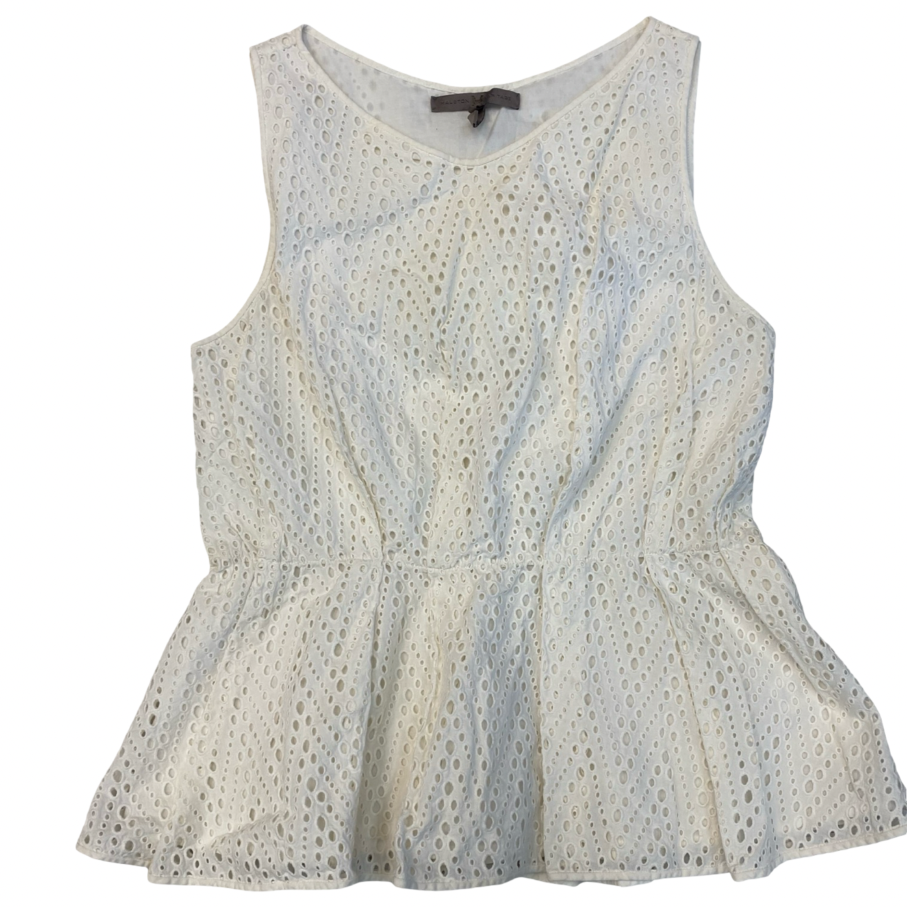 Top Sleeveless By Halston Heritage In White, Size:8