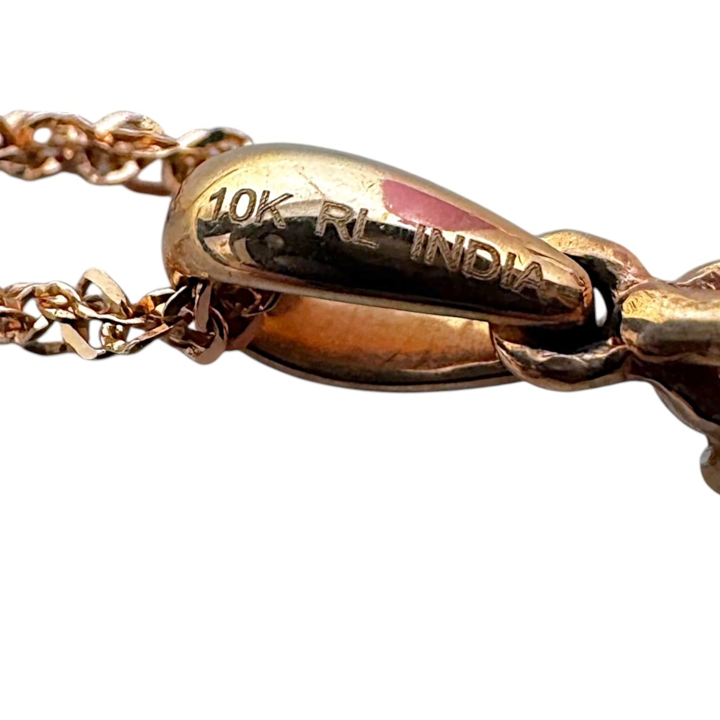 Diamond & 10K Rose Gold Teardrop Pendant Necklace Stamped RL