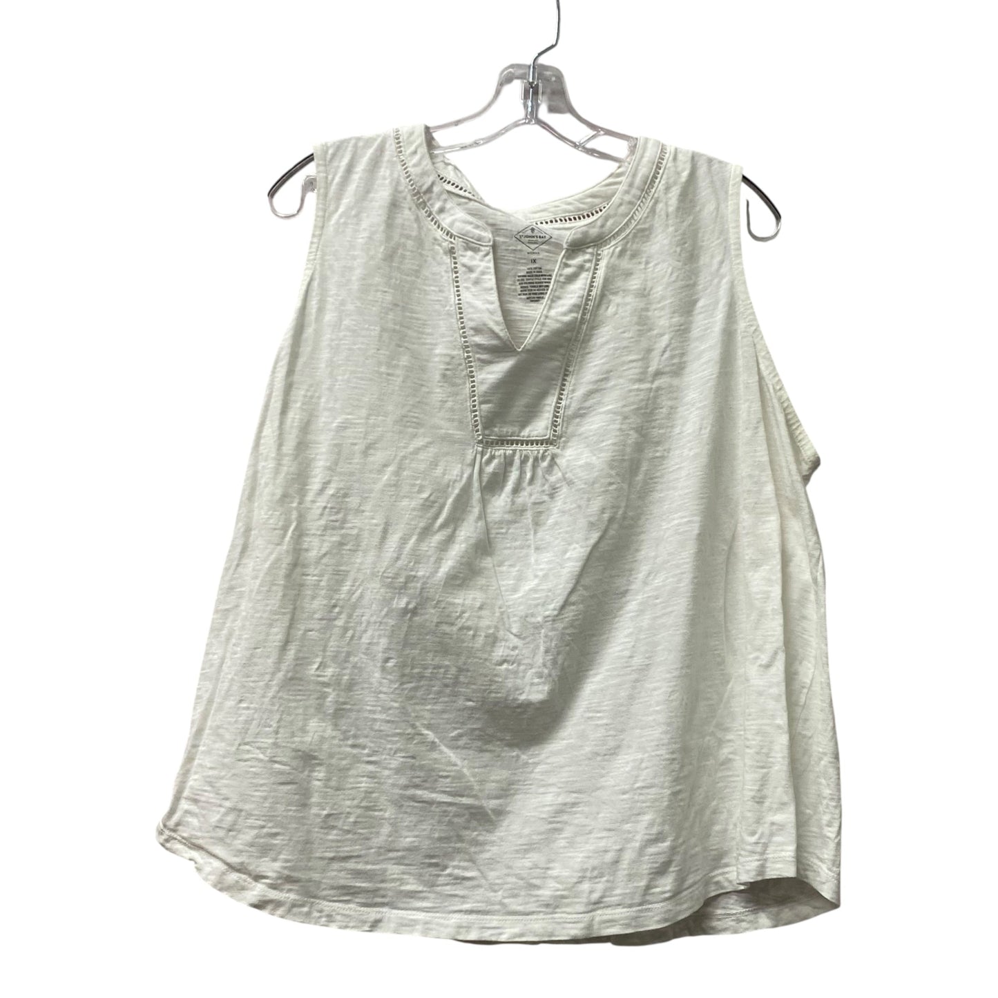 Top Sleeveless By St Johns Bay In White, Size:1X