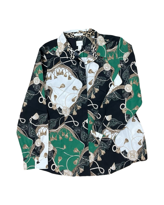 Blouse Ls By Chicos In Black & Cream, Size:L