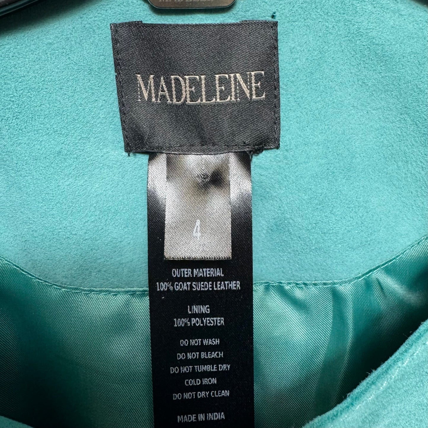Goat Suede Leather Jacket By Madeleine In Aqua, Size: 4