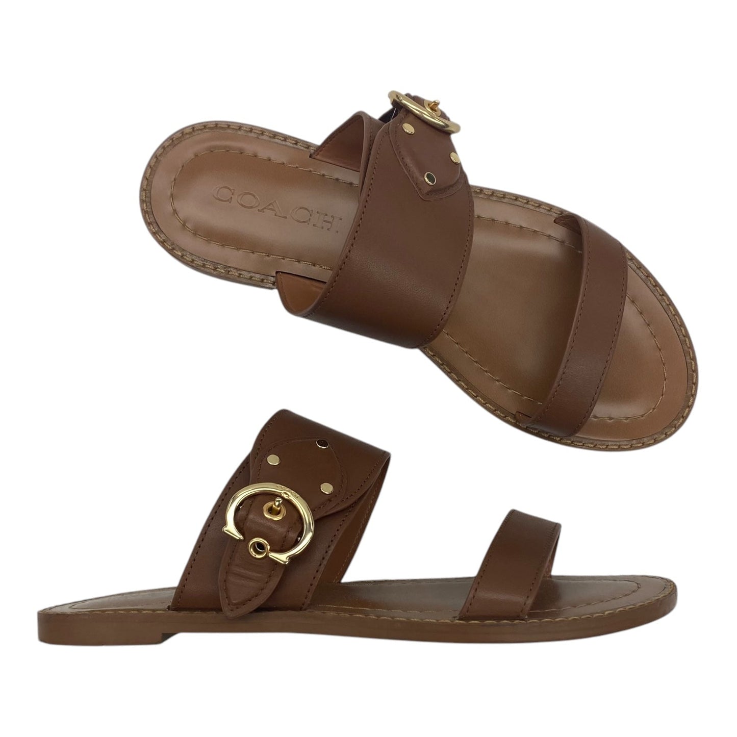 Sandals Designer By Coach In Brown, Size:6.5