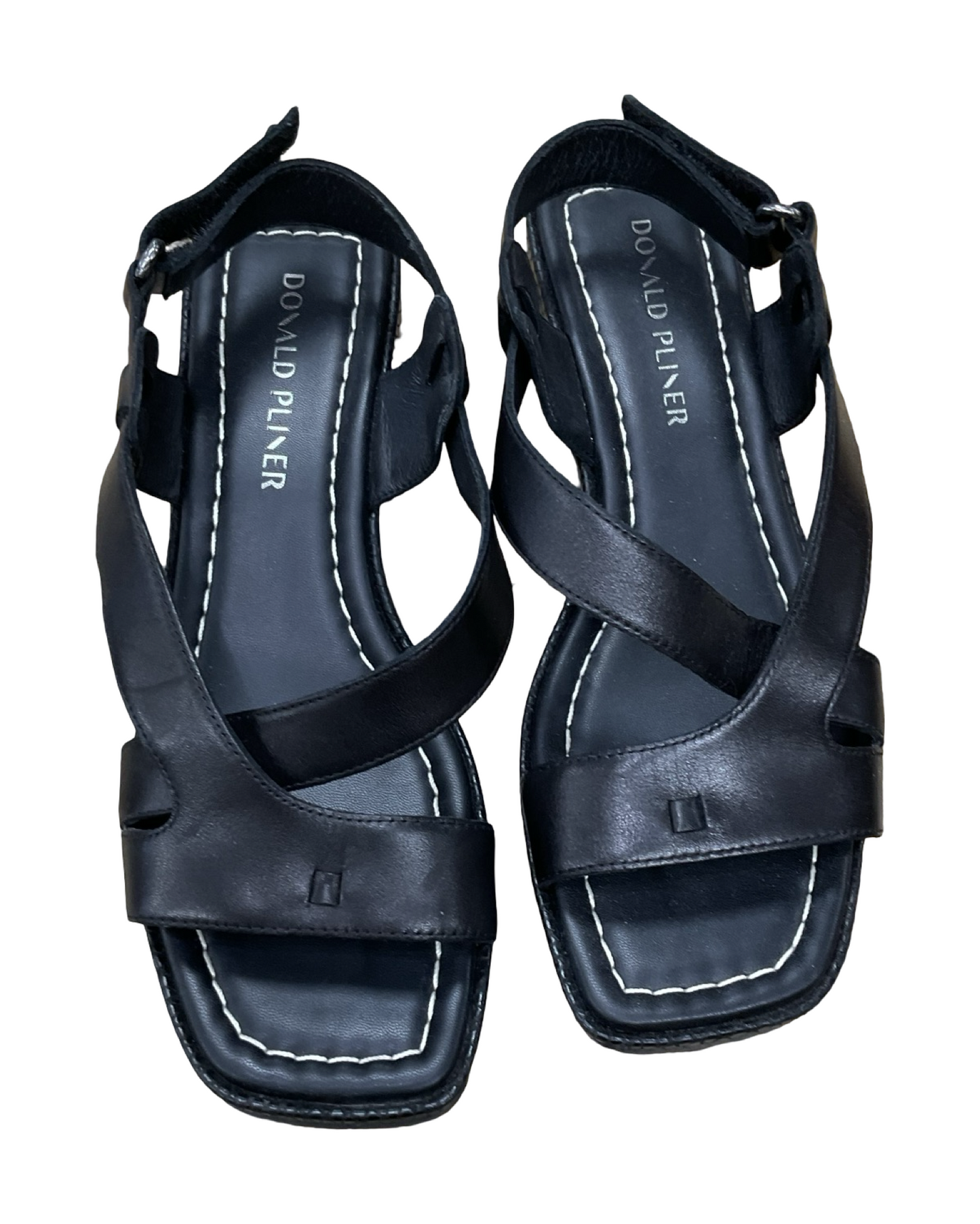 Sandals Heels Block By Donald Pliner In Black, Size:7.5