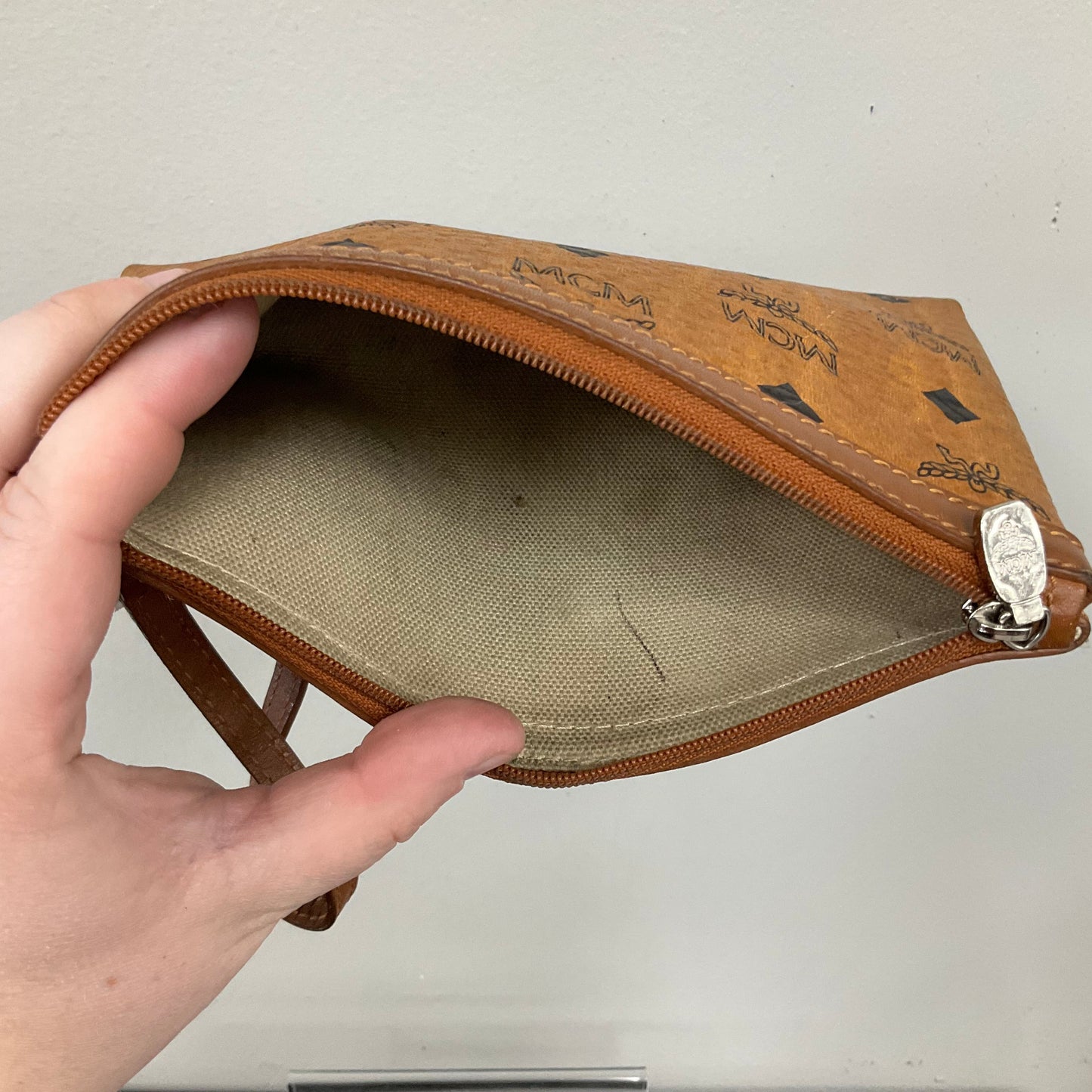 Wristlet Luxury Designer By Mcm In Brown, Size:Small