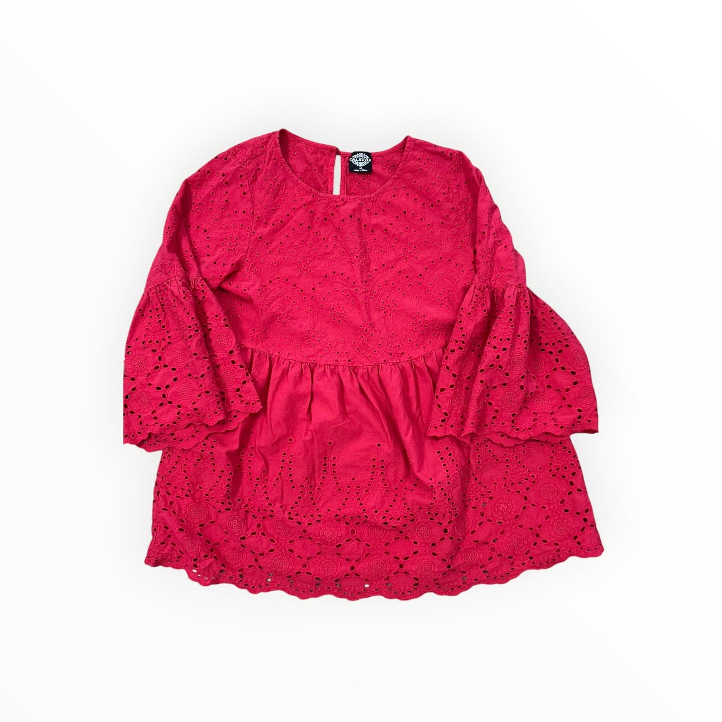 Top 3/4 Sleeve By Cal Style In Red, Size:M