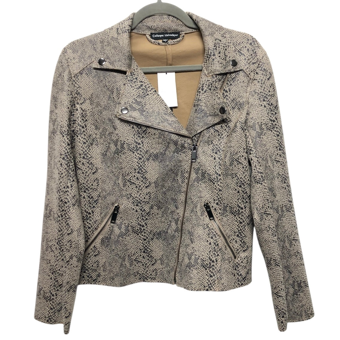 Jacket Moto By Catherine Malandrino In Snakeskin Print, Size:Xs