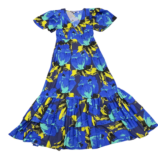 Blue & Yellow Dress Designer By Christopher John Banks Size: M
