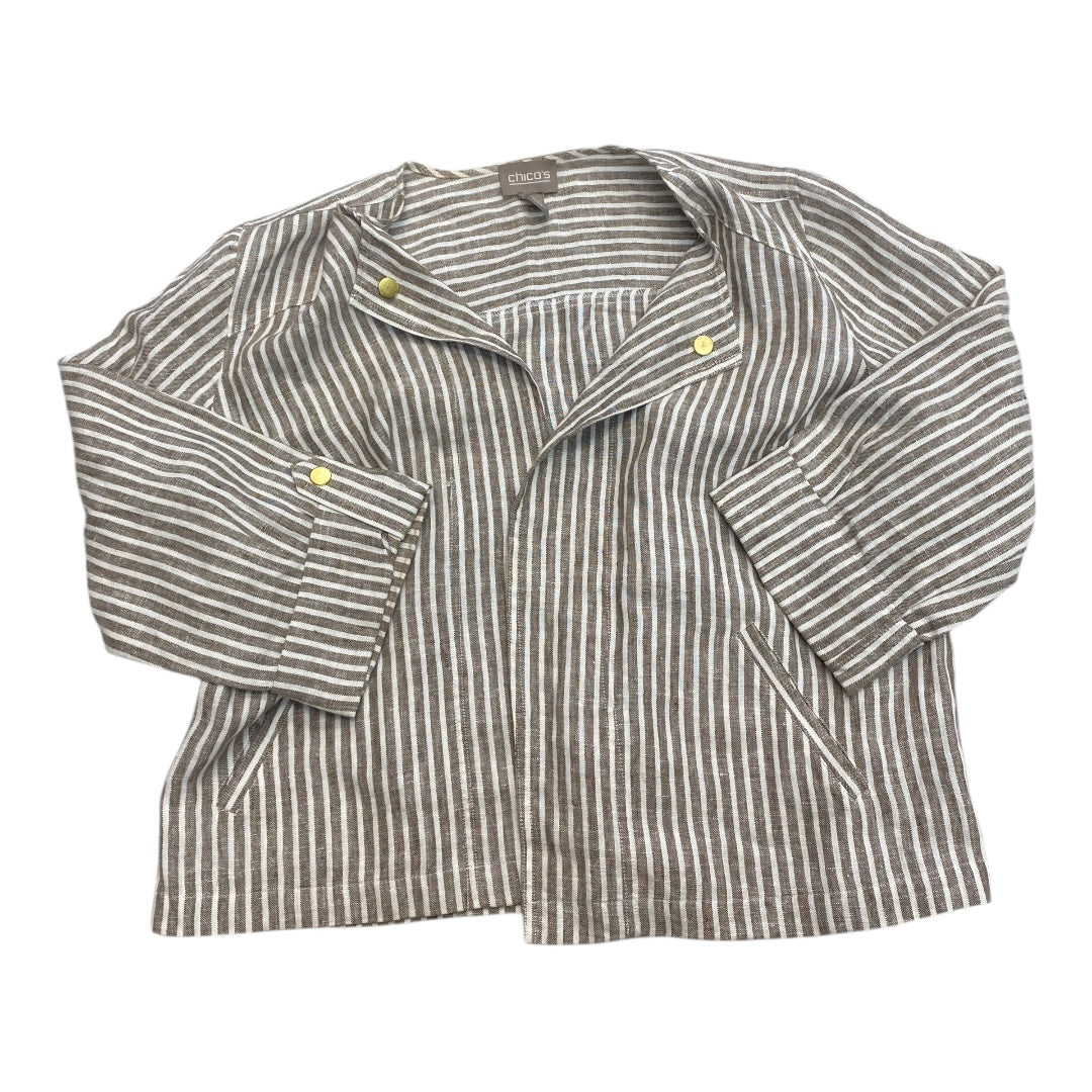 Blazer By Chicos In Striped Pattern, Size:L