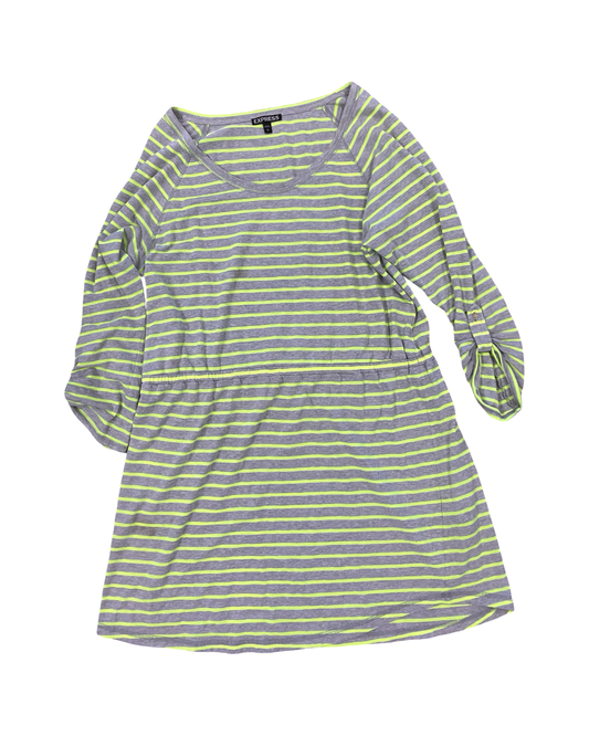 Dress Casual Short By Express In Grey & Yellow, Size:L