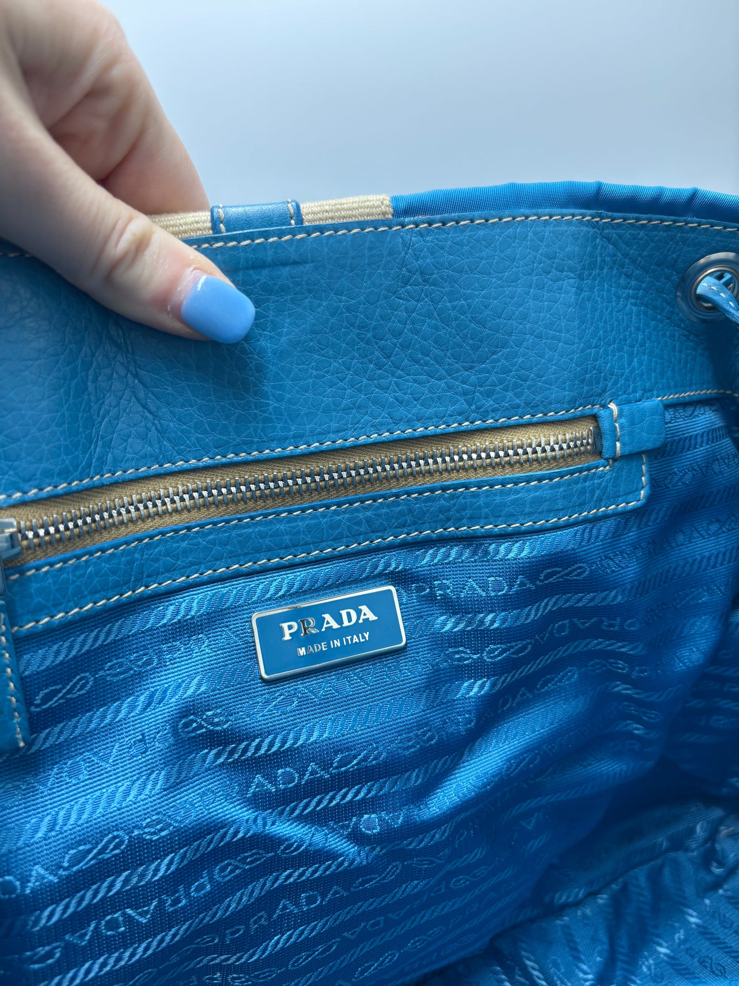 Like New! Prada Tessuto Stripy Luxury Hobo Handbag