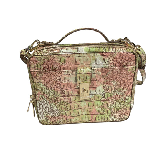 Crossbody Designer By Brahmin In Green & Pink, Size:Small