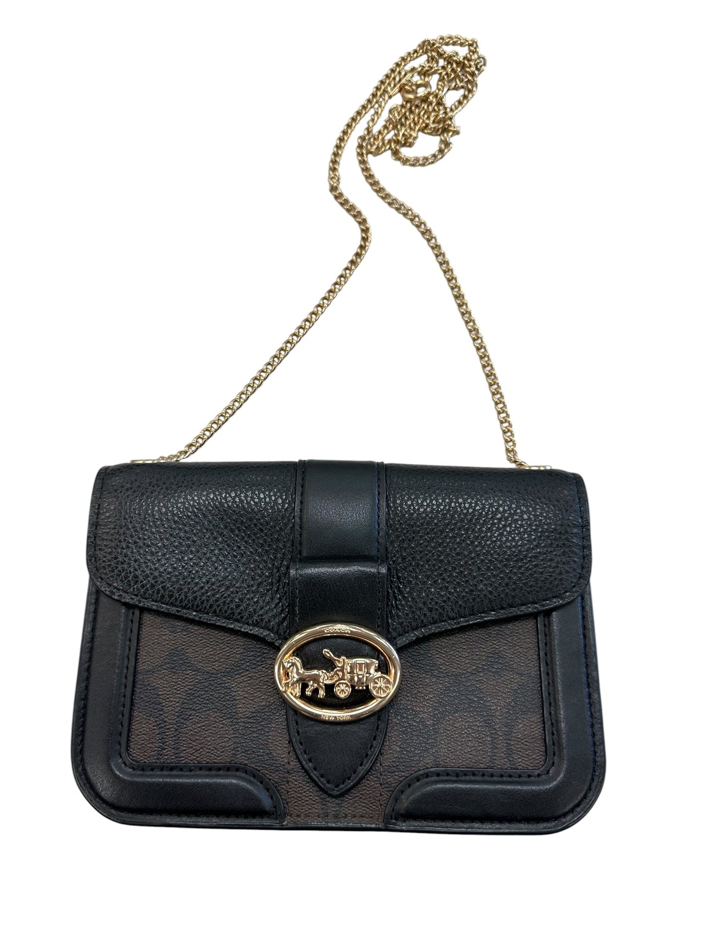 Crossbody Designer By Coach In Black & Brown, Size:Small