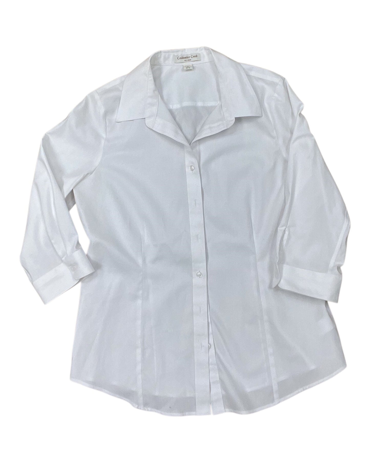 Blouse 3/4 Sleeve By Coldwater Creek In White, Size:M