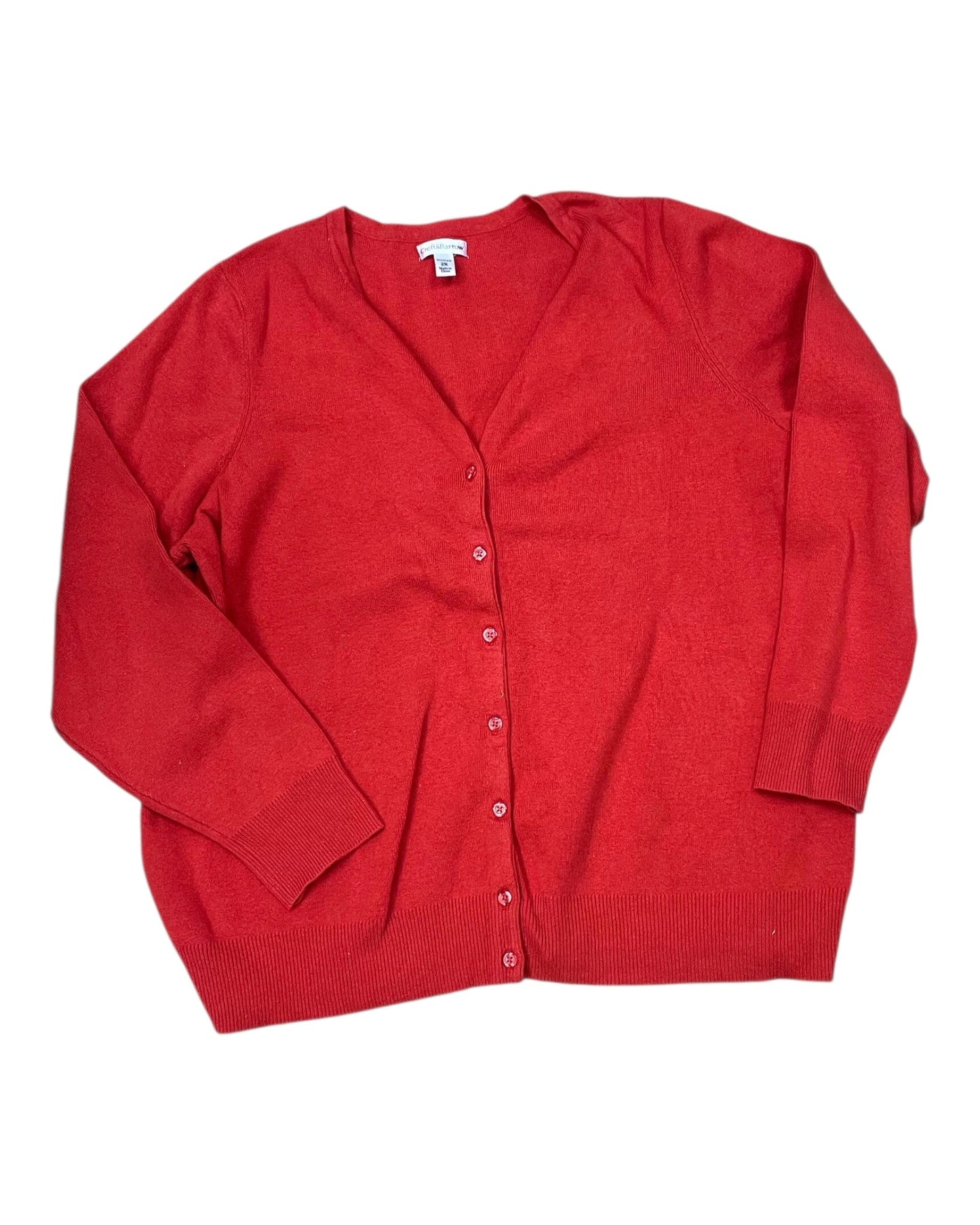 Cardigan By Croft And Barrow In Orange, Size:2X