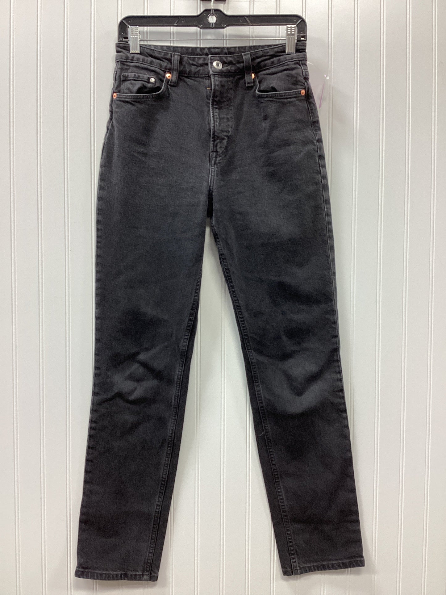 Jeans Straight By H&M In Black Denim, Size:4