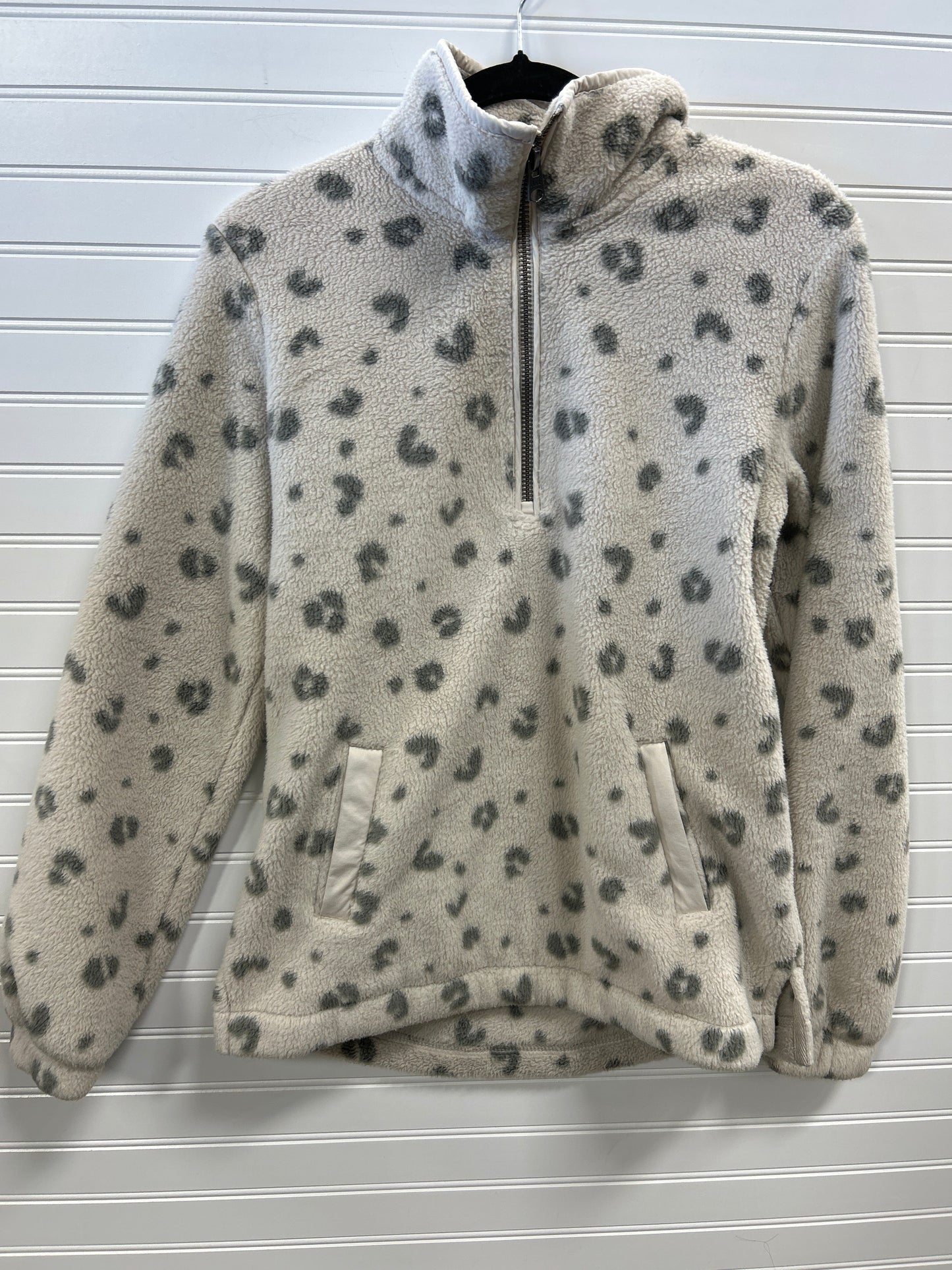 Jacket Fleece By Abercrombie And Fitch In Cream & Grey, Size:S