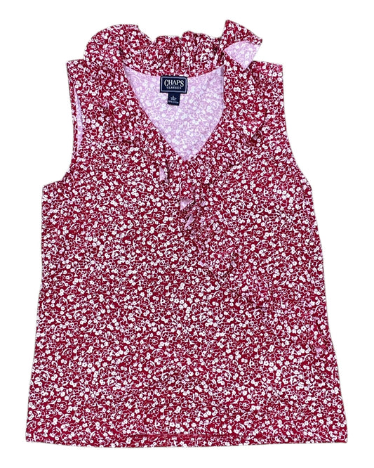 Top Sleeveless By Chaps In Red & White, Size:L