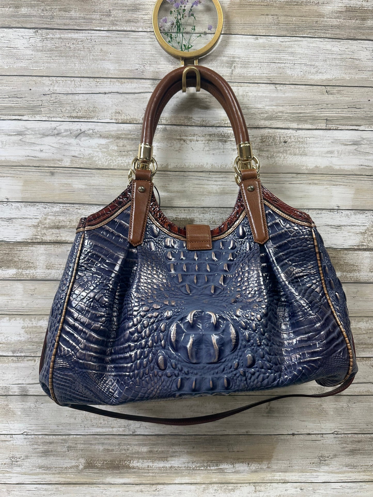 Handbag Designer By Brahmin In Brown & Purple, Size:Large