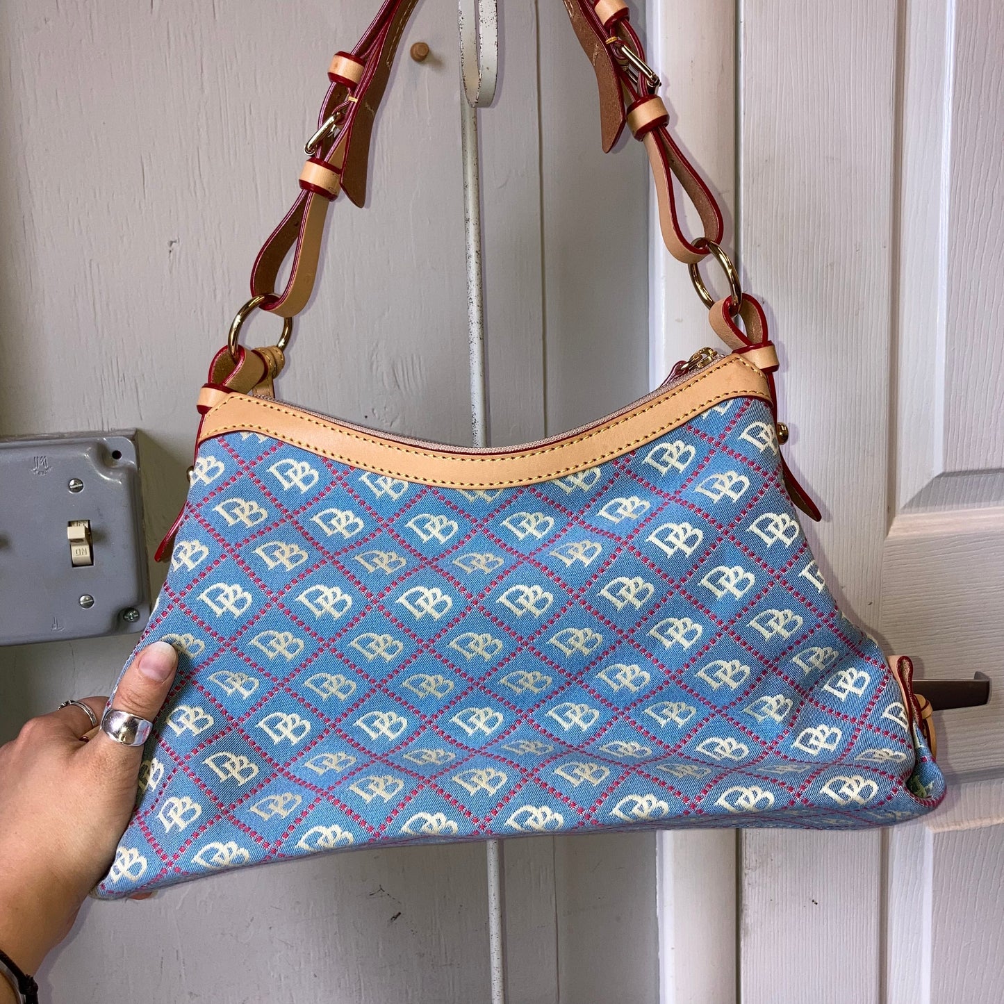 Handbag Designer By Dooney And Bourke In Blue, Size:Medium