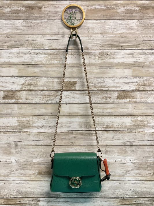 Handbag Luxury Designer By Gucci In Gold & Green, Size:Small